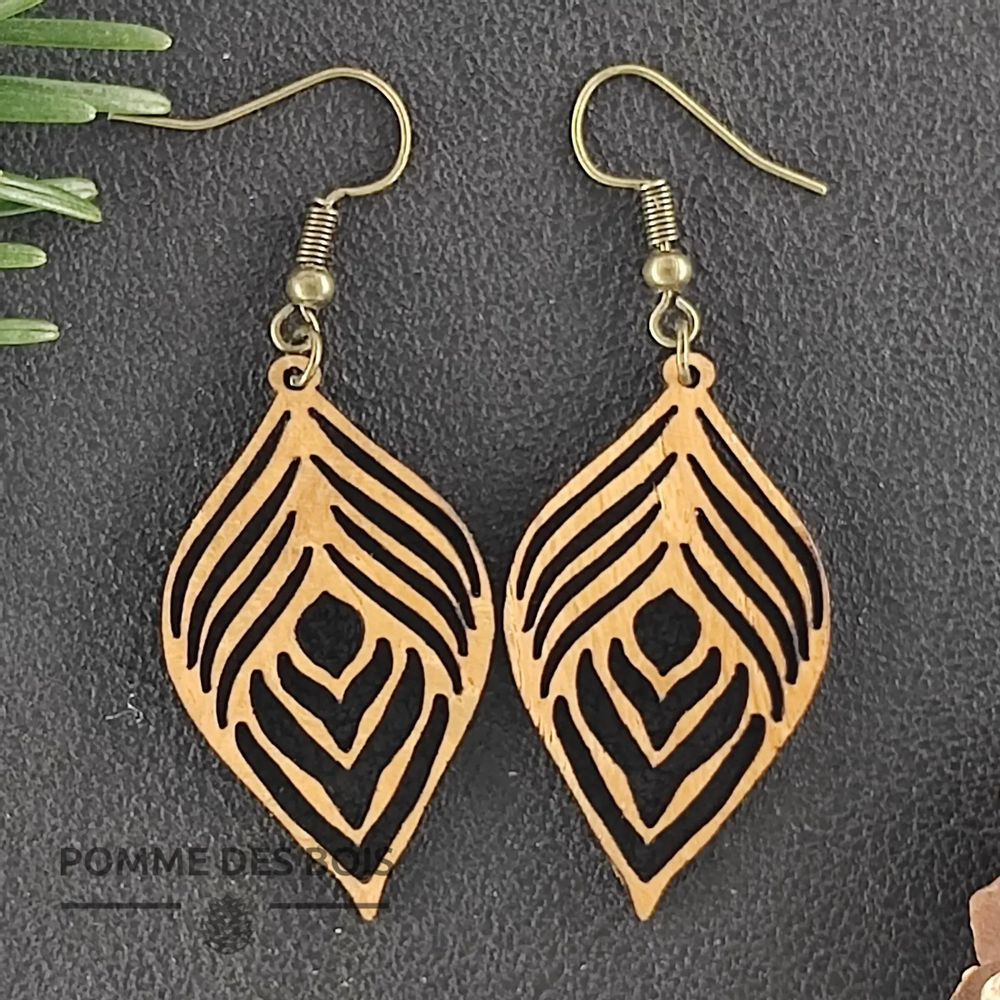 Bijoux - Boucles d'oreilles - Coeur de Paon - POMME DES BOIS