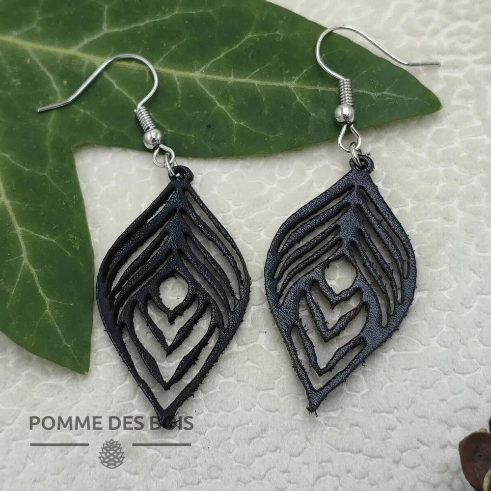 Bijoux - Boucles d'oreilles - Coeur de Paon - POMME DES BOIS