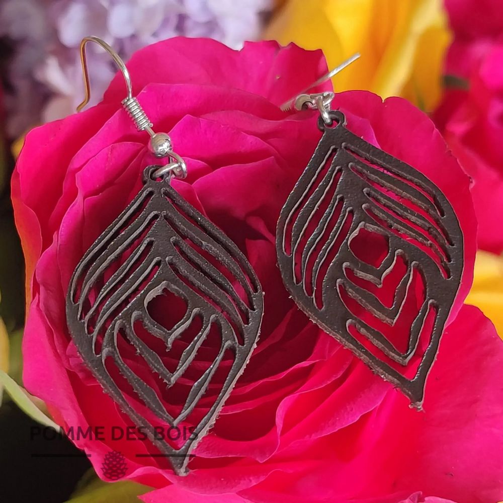 Bijoux - Boucles d'oreilles - Coeur de Paon - POMME DES BOIS