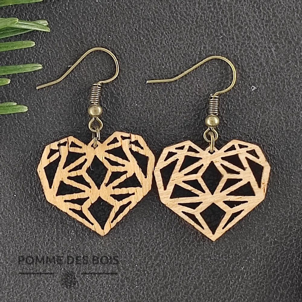 Bijoux - Boucles d'oreilles - Coeur Géométrique - POMME DES BOIS