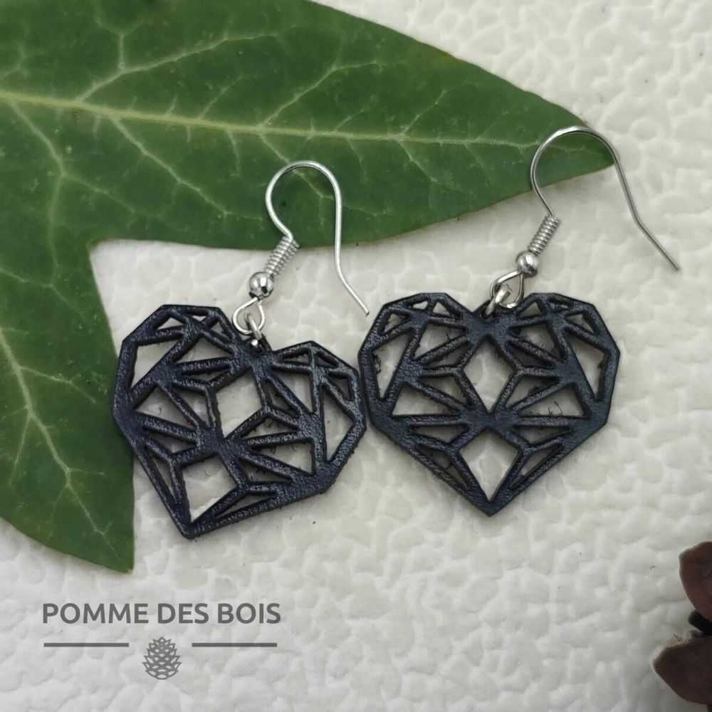 Bijoux - Boucles d'oreilles - Coeur Géométrique - POMME DES BOIS