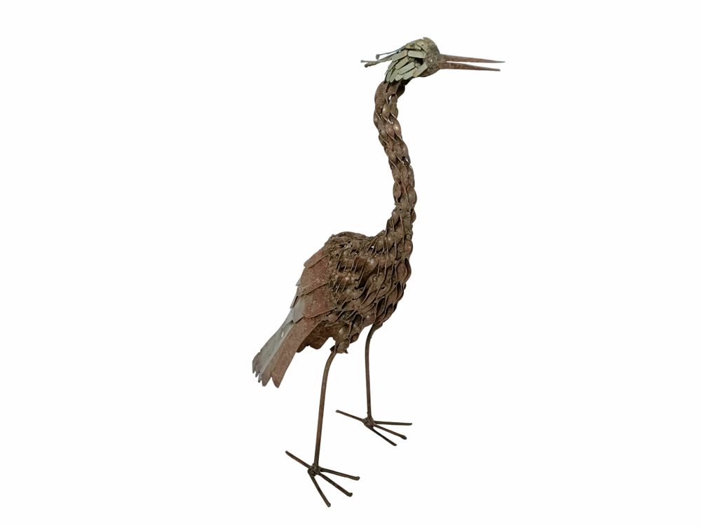 Outdoor decorative accessories - Twisted Heron Recycled Metal Sculpture 45cm - TERRE SAUVAGE
