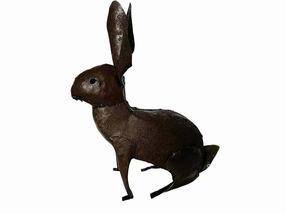 Outdoor decorative accessories - Recycled Metal Rabbit Sculpture 16/35cm - TERRE SAUVAGE