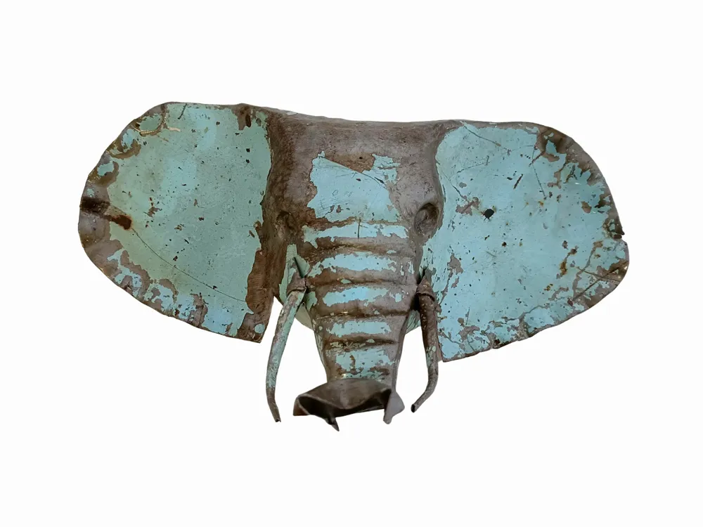 Other wall decoration - Recycled Metal Elephant Trophy Sculpture For Wall - TERRE SAUVAGE