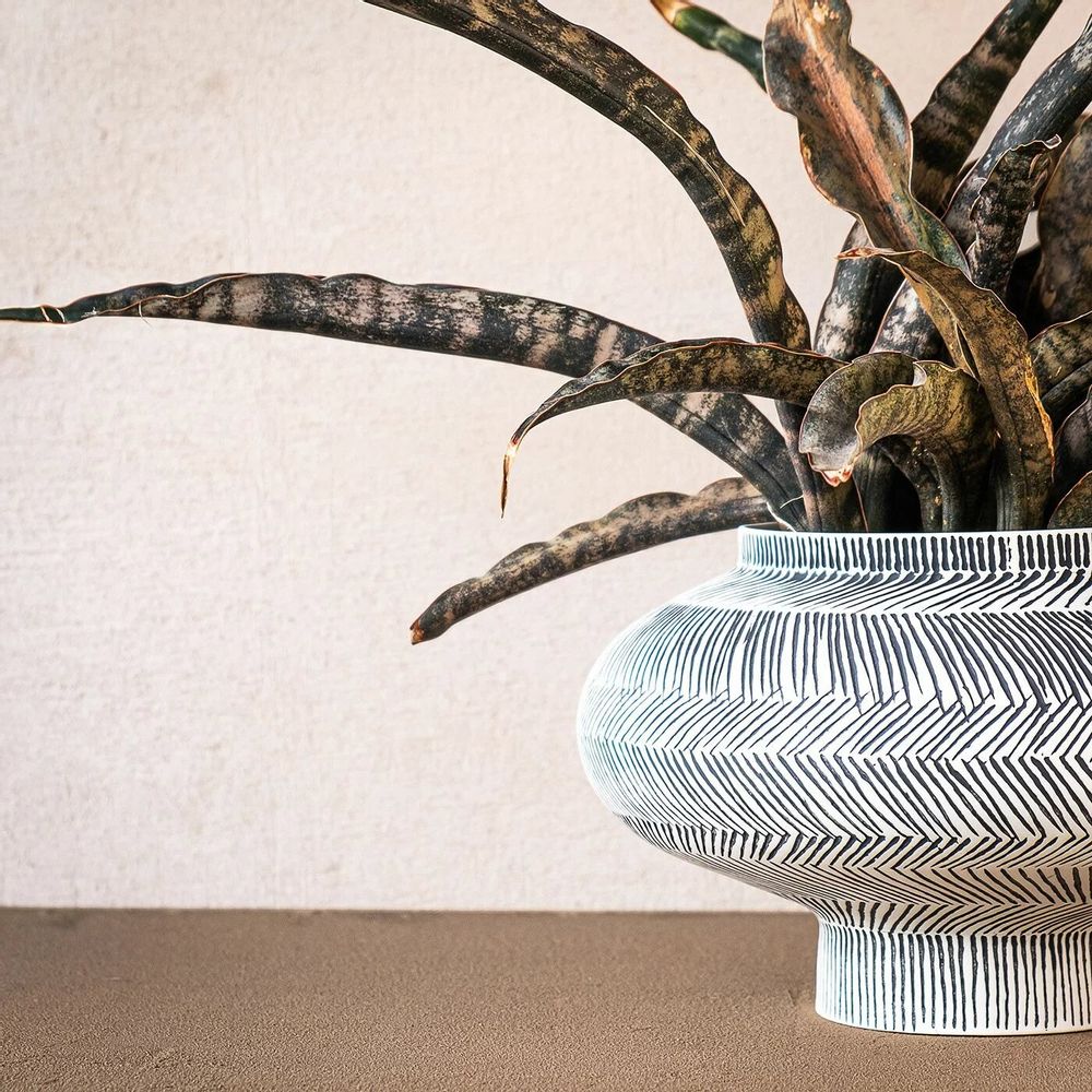 Vases - Arta lines, vase en porcelaine, rond, blanc, noir - KLATT OBJECTS