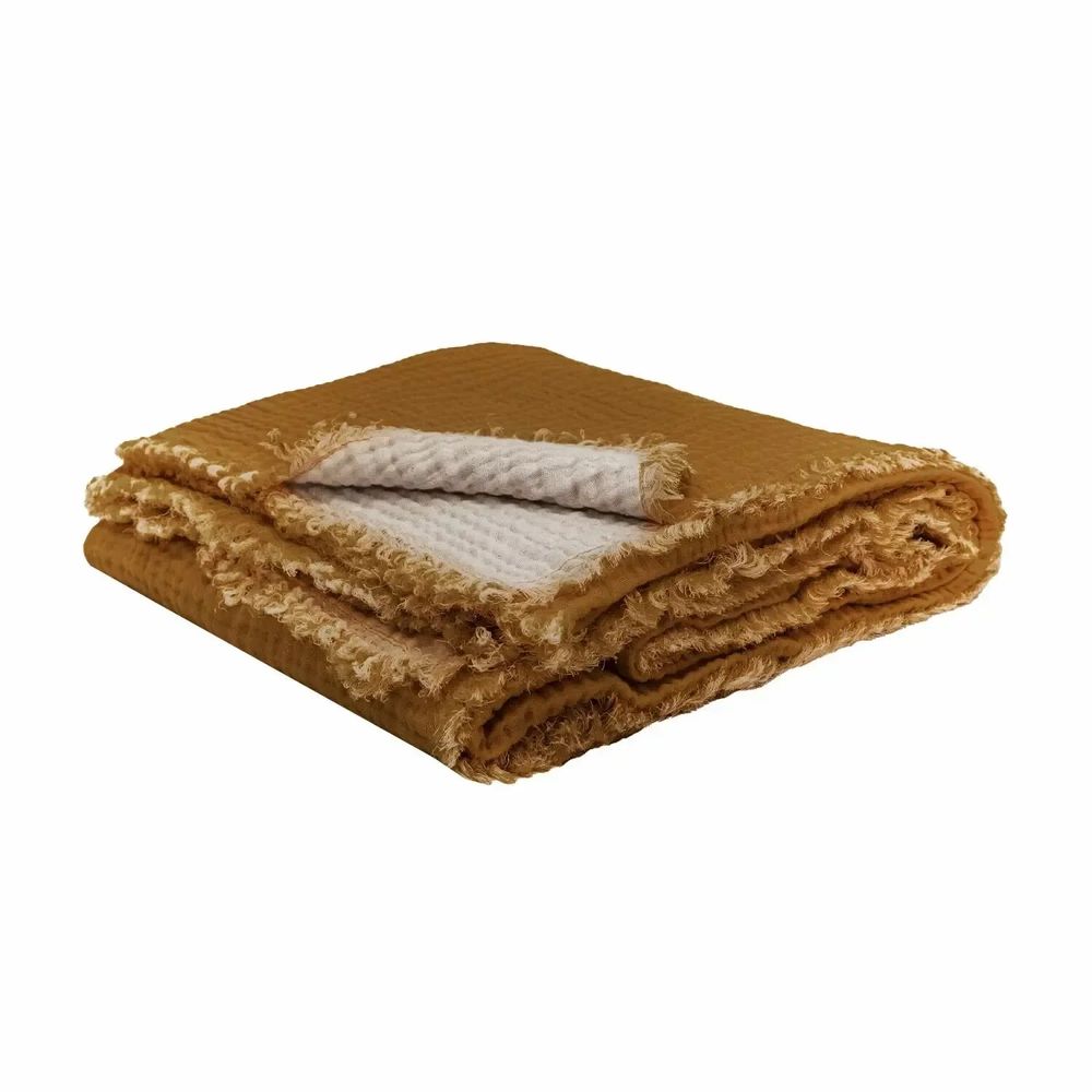 Throw blankets - PORTOFINO two-tone triple gauze cotton plaid 130x180 cm - BED AND PHILOSOPHY