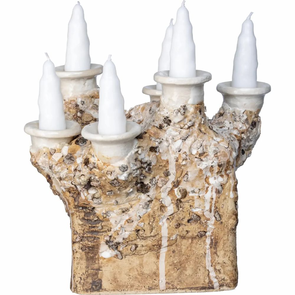 Candles - Kaamoskivi Candle Holder Six branches White - PENTIK
