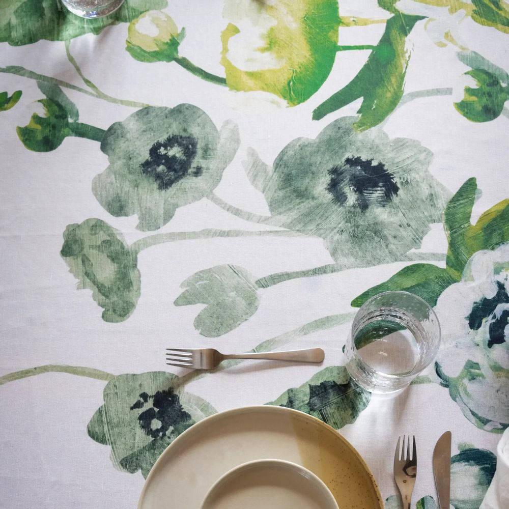 Linens - Freesia Cushion Cover Halflinen Green 45x45 cm - PENTIK