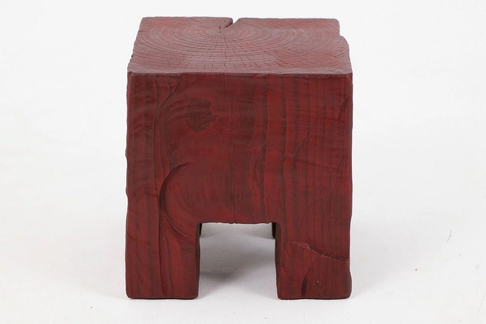 Stools - Hand-Carved Red Wood Stool – Sculptural Accent Seat - LOGNITURE