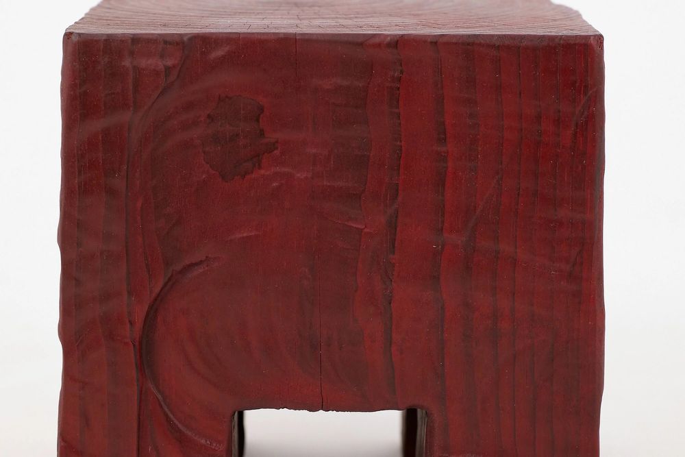Stools - Hand-Carved Red Wood Stool – Sculptural Accent Seat - LOGNITURE