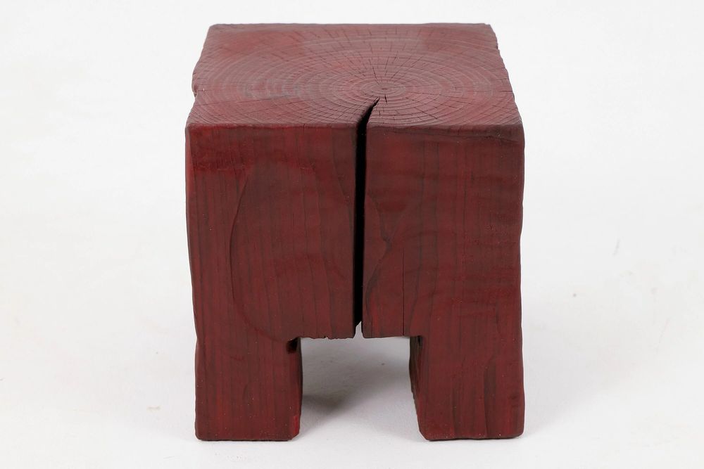 Stools - Hand-Carved Red Wood Stool – Sculptural Accent Seat - LOGNITURE