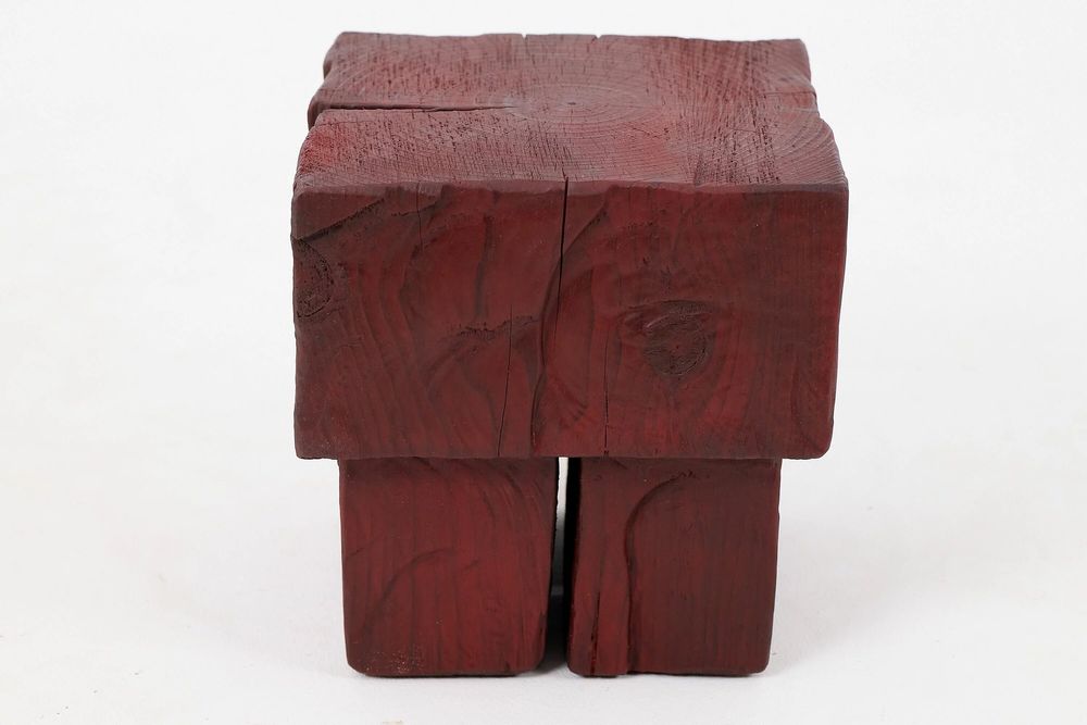 Stools - Handcrafted Red Stool – Sculptural Wood Piece, Logniture - LOGNITURE