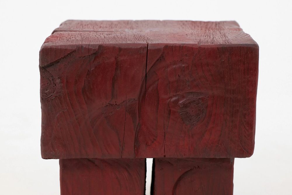Stools - Handcrafted Red Stool – Sculptural Wood Piece, Logniture - LOGNITURE