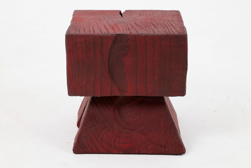 Stools - Red Pedestal Stool – Handcrafted Solid Wood - LOGNITURE