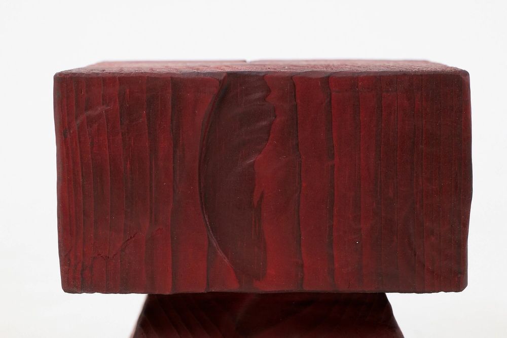 Stools - Red Pedestal Stool – Handcrafted Solid Wood - LOGNITURE
