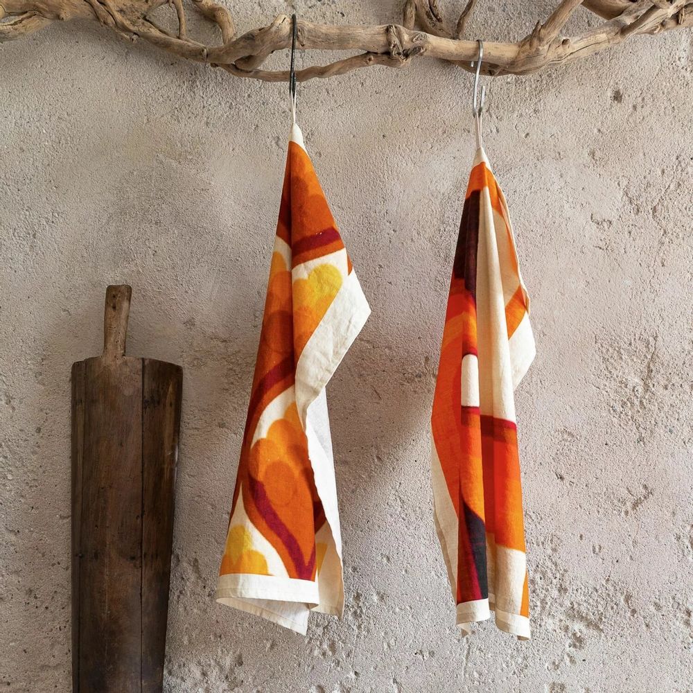 Dish towels - COCOTTE screen-printed tea towel 50x70 cm - BED AND PHILOSOPHY