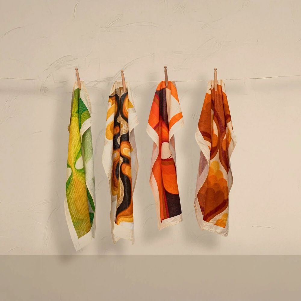 Dish towels - COCOTTE screen-printed tea towel 50x70 cm - BED AND PHILOSOPHY