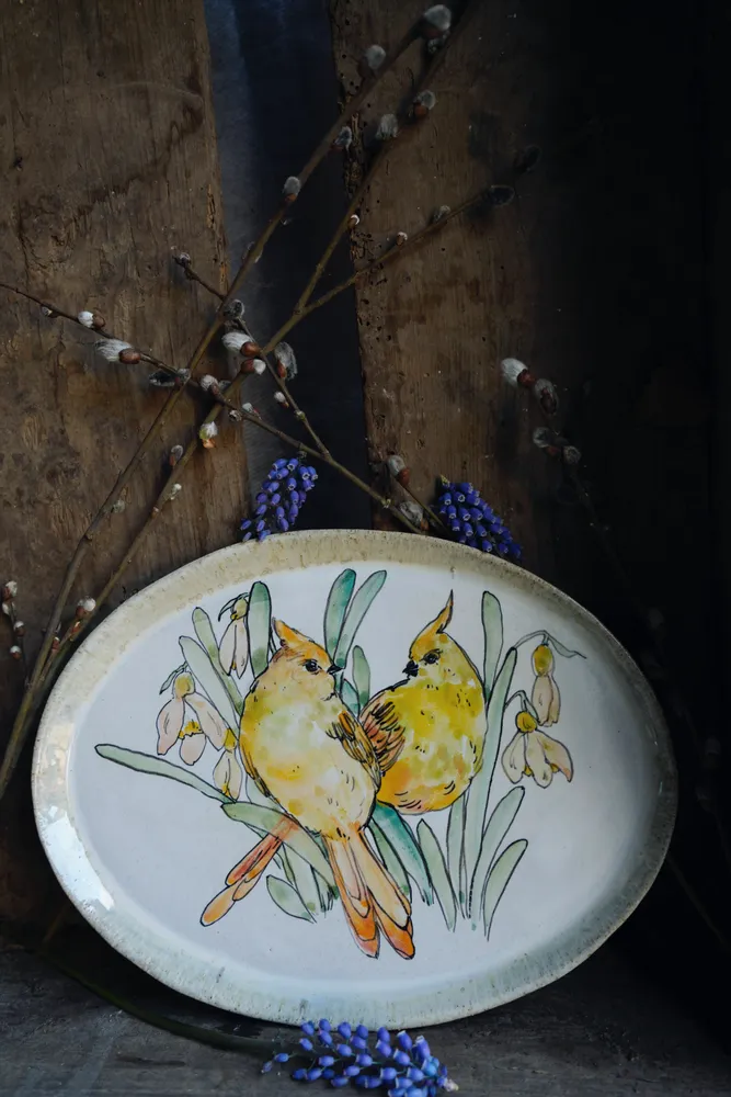 Platter and bowls - Oval artisan porcelain plates - JANE AND MERY