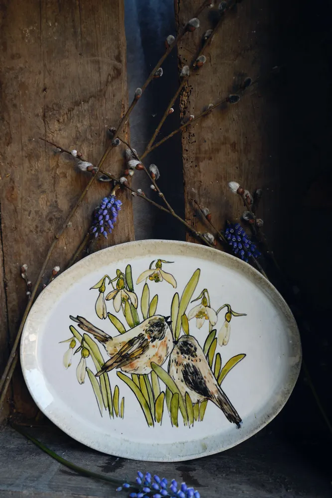 Platter and bowls - Oval artisan porcelain plates - JANE AND MERY