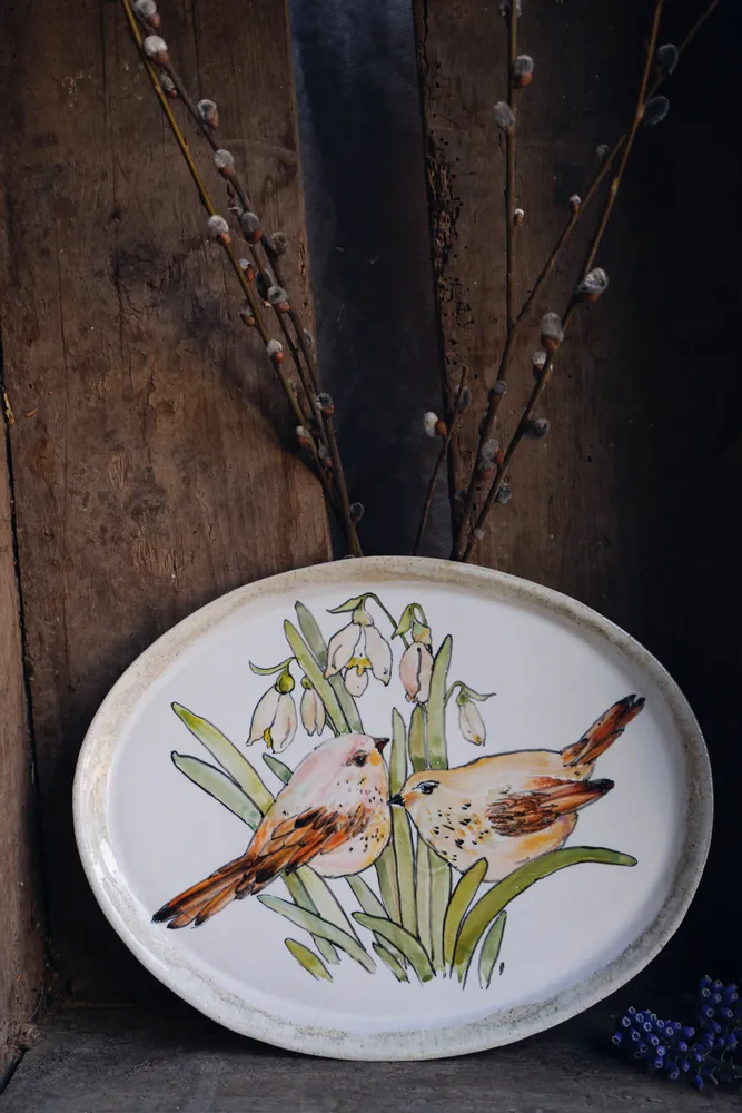 Platter and bowls - Oval artisan porcelain plates - JANE AND MERY