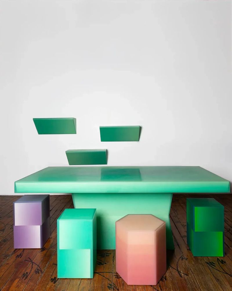 Tables Salle à Manger - Table de billard SHIFT en résine époxy vert turquoise par Facture - TULESTE FACTORY