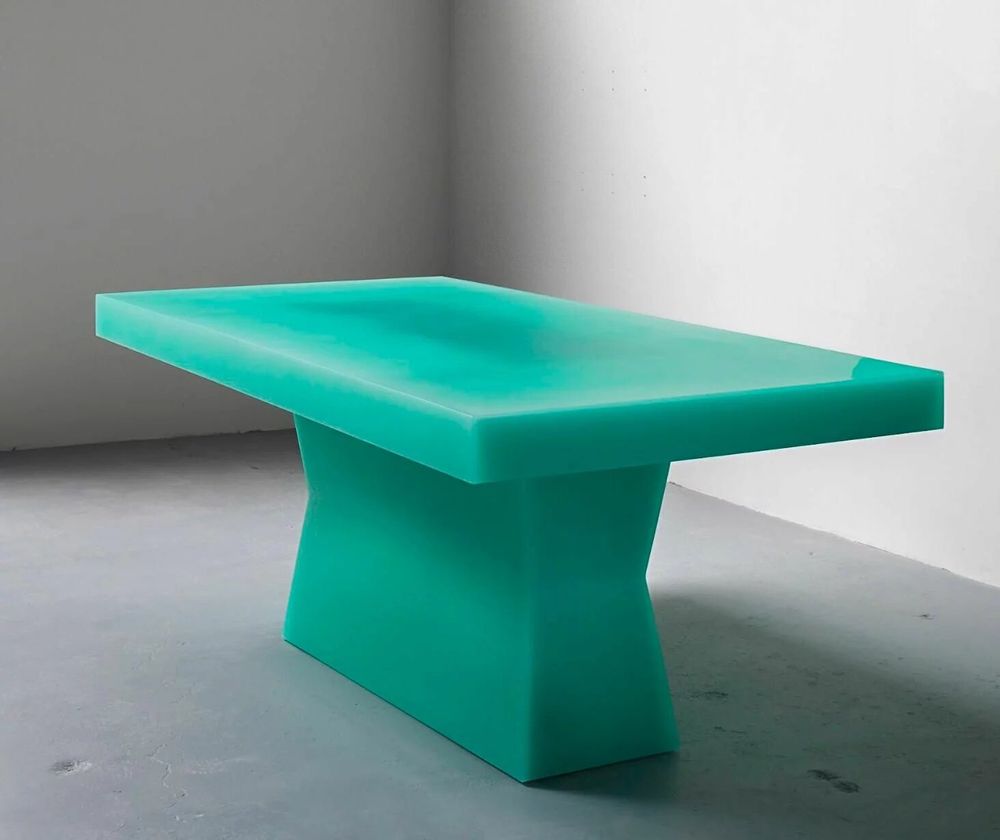 Tables Salle à Manger - Table de billard SHIFT en résine époxy vert turquoise par Facture - TULESTE FACTORY