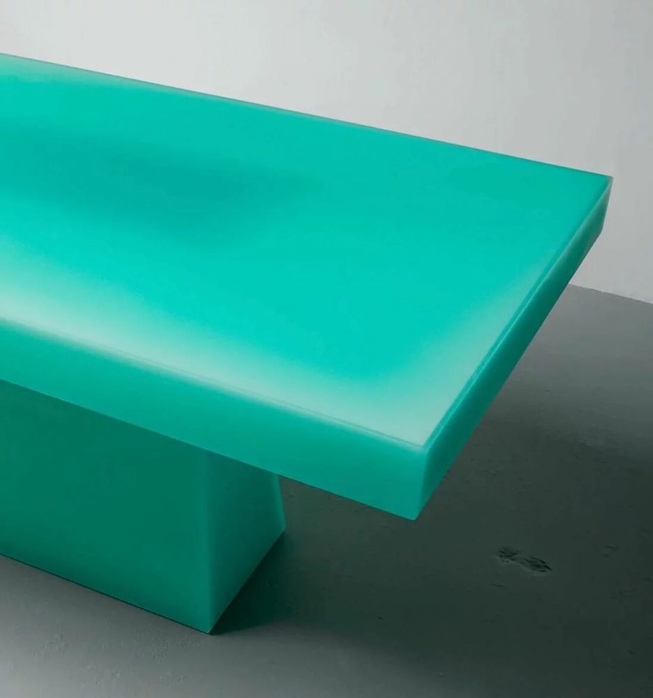 Tables Salle à Manger - Table de billard SHIFT en résine époxy vert turquoise par Facture - TULESTE FACTORY