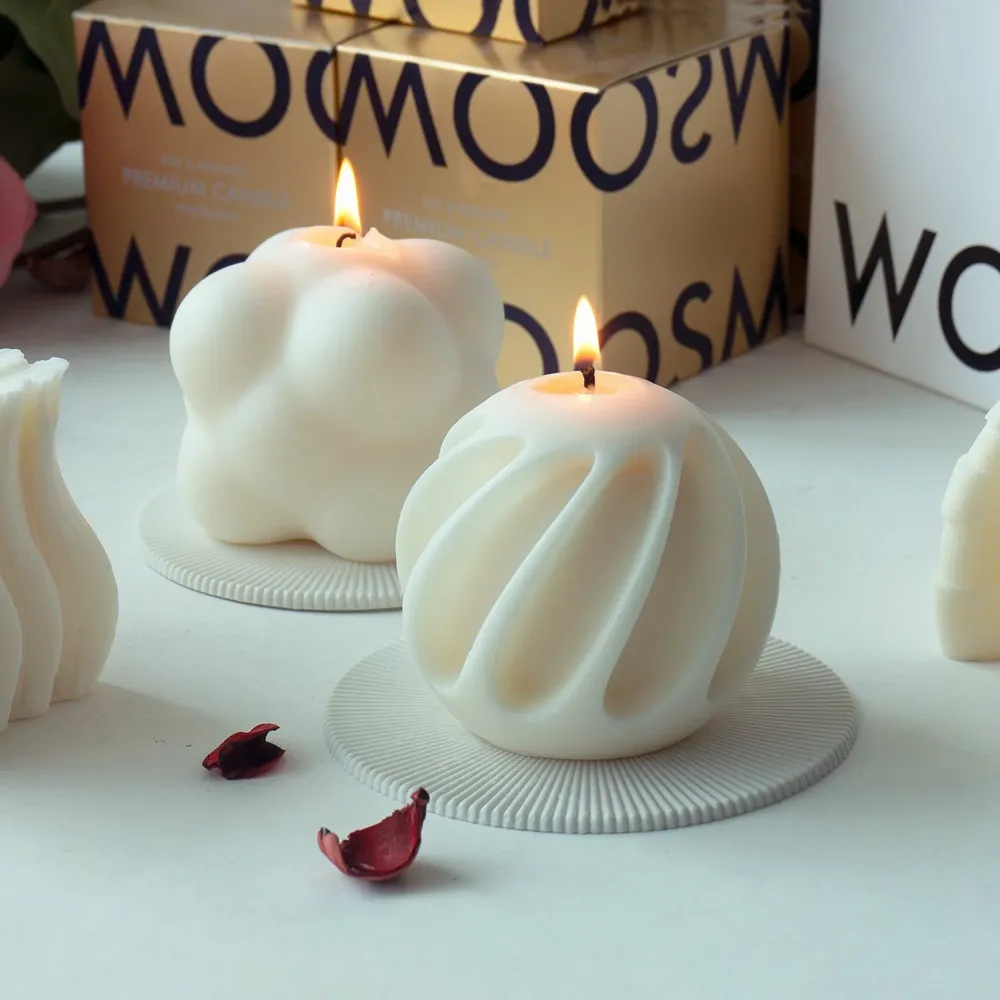 Candlesticks and candle holders - Ceramic Candle Holder - perfect gift set with our sculptural cadle - WOOSM