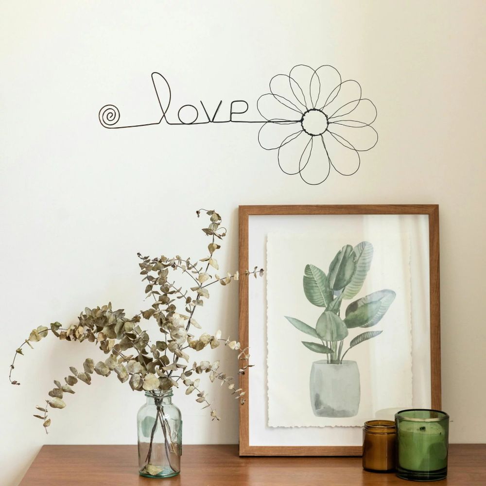 Other wall decoration - Daisy Flower - "Love" - Wire Wall Decoration - BIJOUX DE MUR