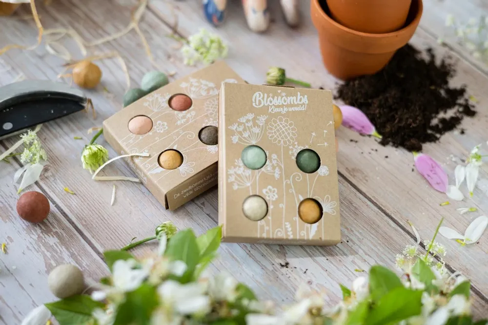 Cadeaux - Coffret cadeau Blossombs - Des fleurs pour toi - 4 bombes à graines - BLOSSOMBS
