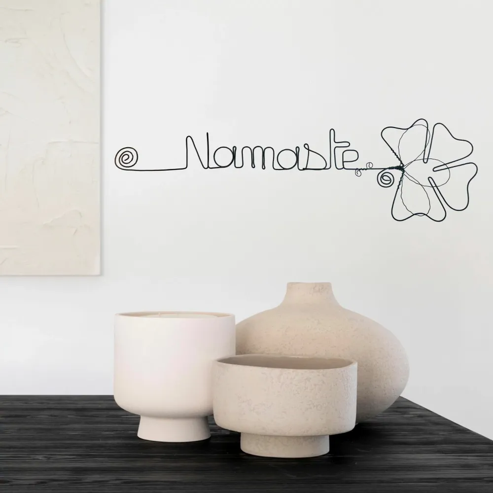Autres décorations murales - Fleur de Trèfle - "Namaste" - Décoration murale fil de fer - BIJOUX DE MUR