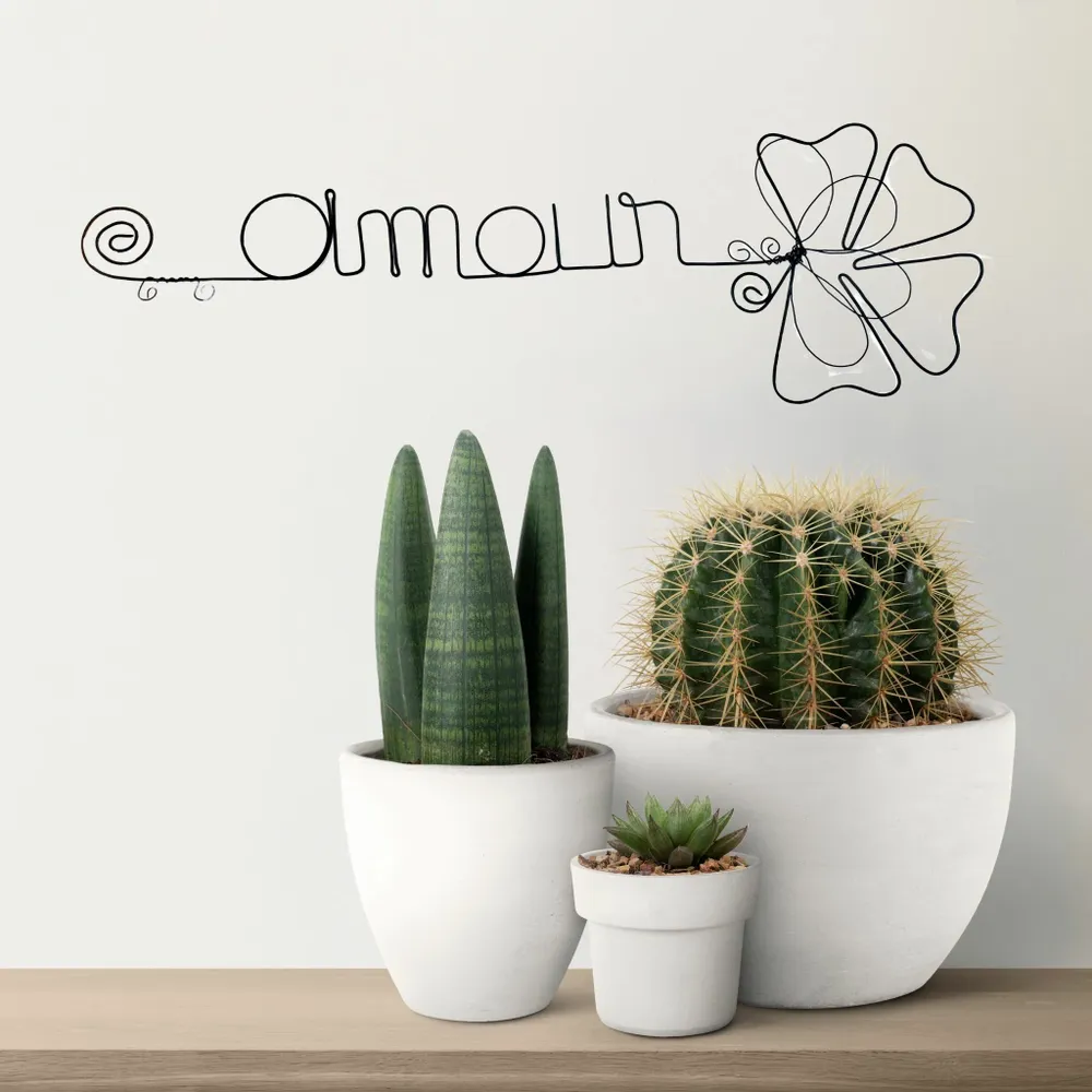 Other wall decoration - Clover Flower - "Love" - Wire Wall Decoration - BIJOUX DE MUR