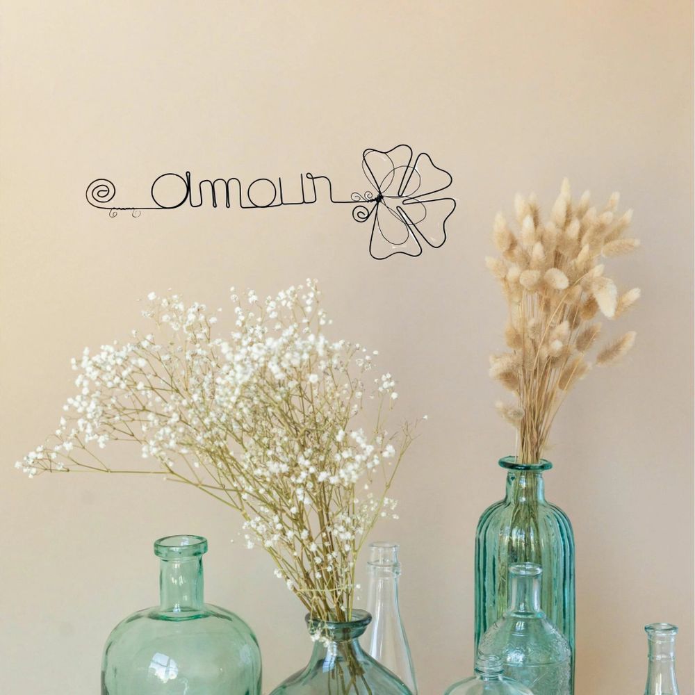 Other wall decoration - Clover Flower - "Love" - ​​Wire Wall Decoration - BIJOUX DE MUR