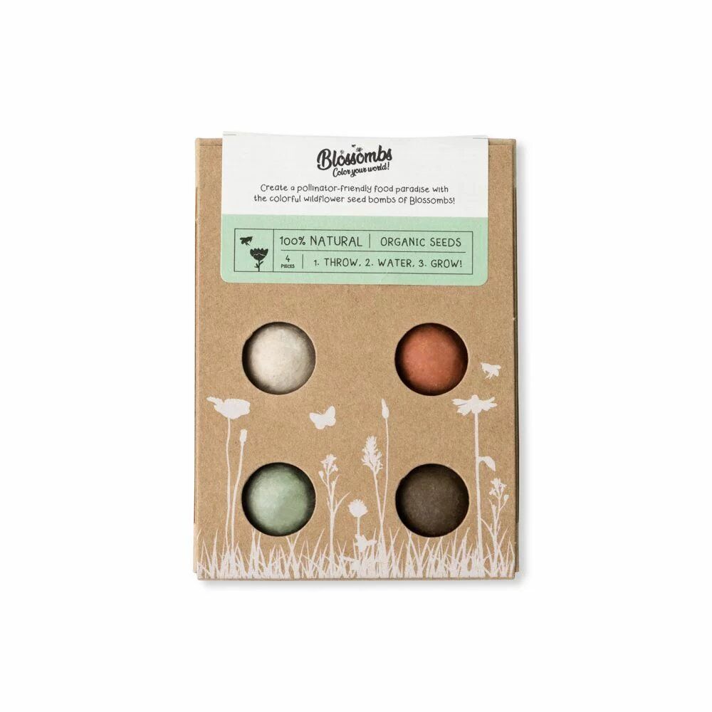 Cadeaux - Petit coffret cadeau avec 4 bombes à graines Blossombs - BLOSSOMBS