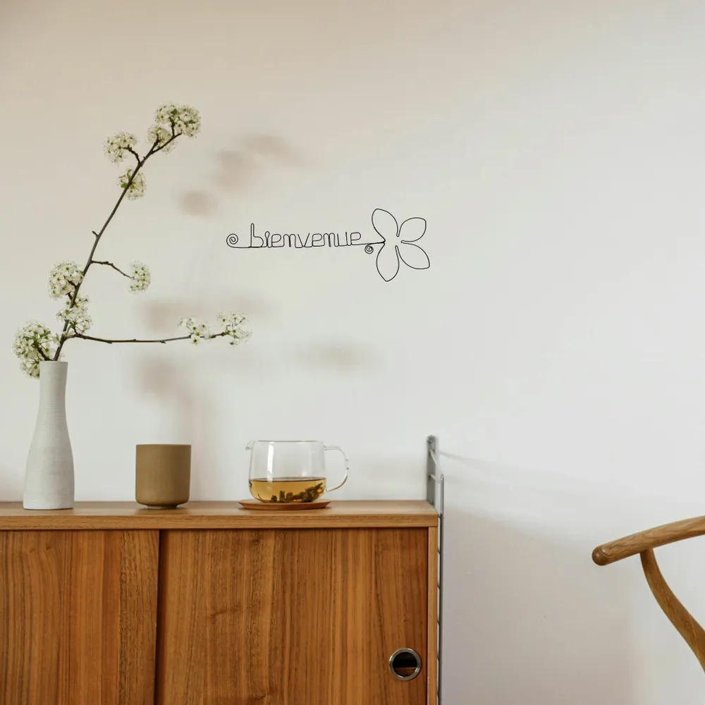 Other wall decoration - Lotus Flower - "Welcome" - Wire Wall Decoration - BIJOUX DE MUR