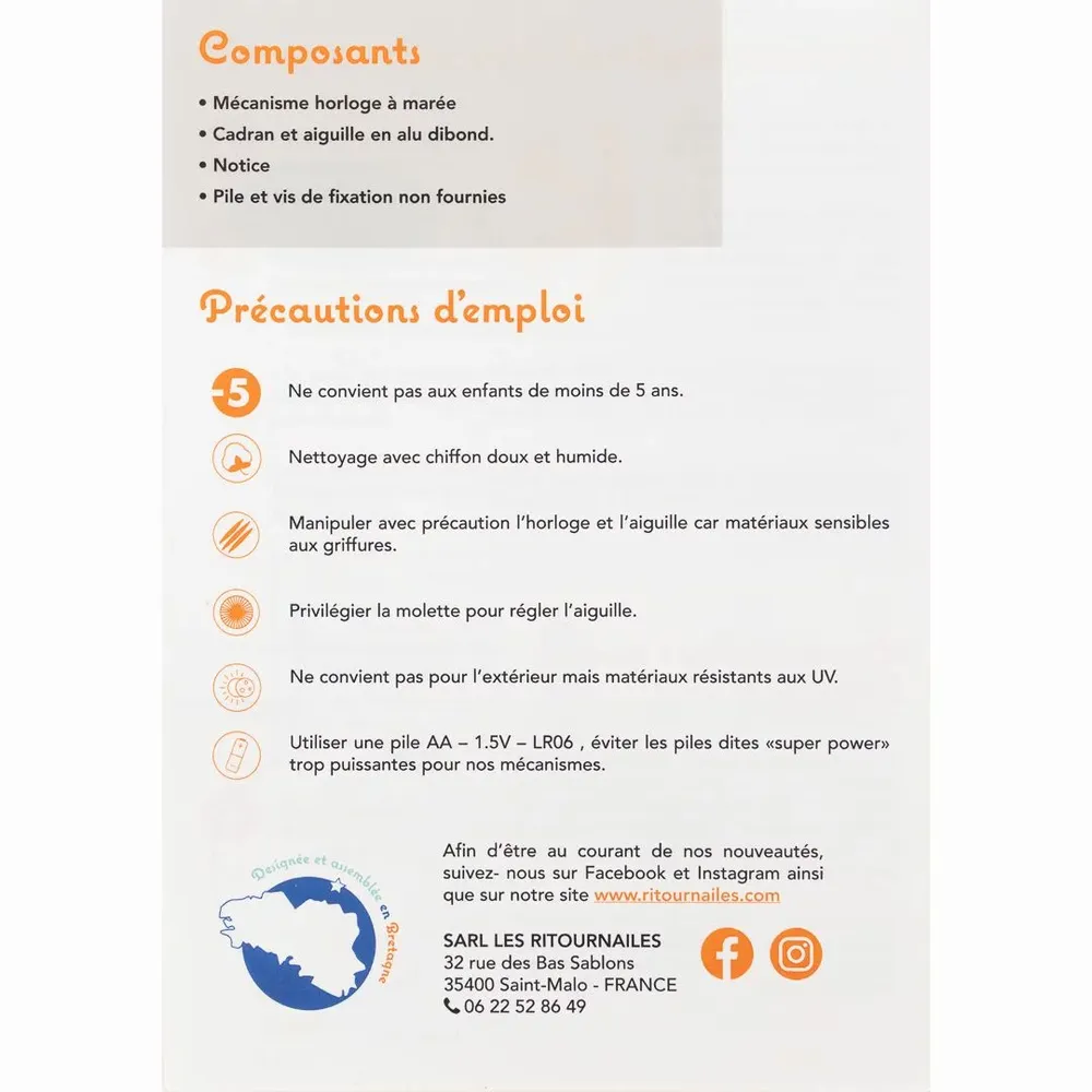 Horloges - Horloge à marée Omar Chéri - LES RITOURNAILES