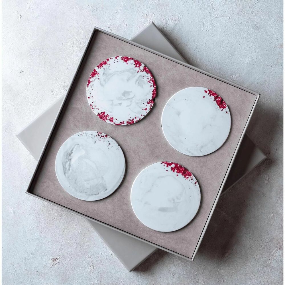 Beauty products - Simply Red - Crystal Coaster Set - ESTI LIVING