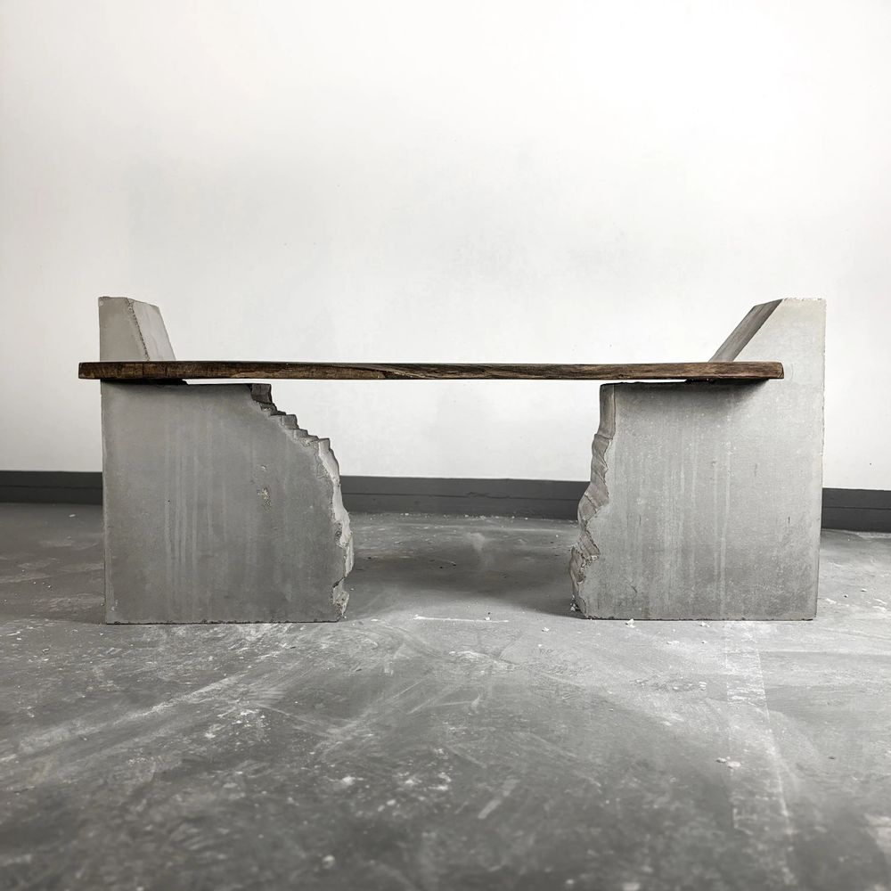 Benches - Concrete and Chestnut Wood Bench [FRAGMENT] - CASE STUDIOS