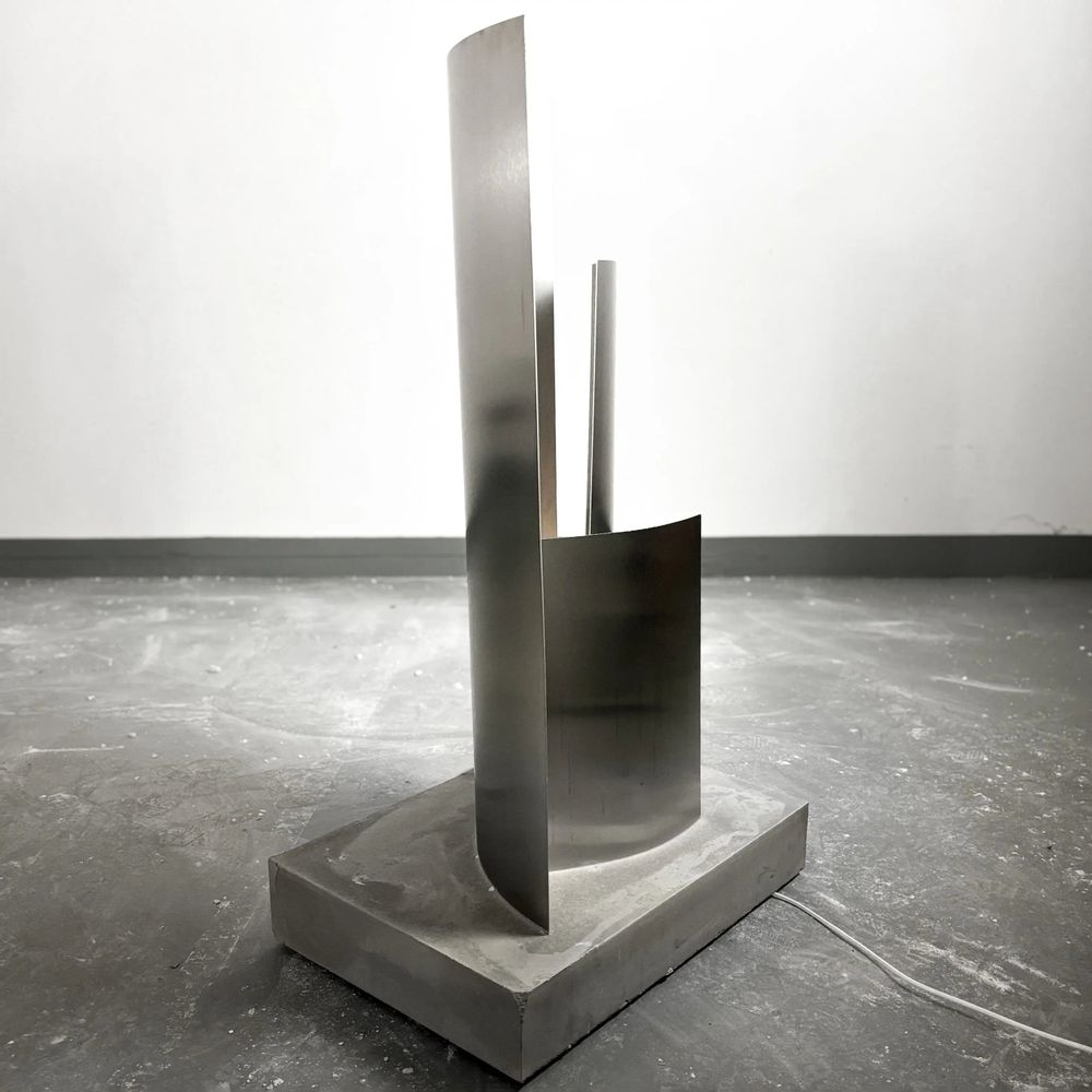 Floor lamps - Sculptural Concrete and Stainless Steel Standing Light [ESSENZ] - CASE STUDIOS