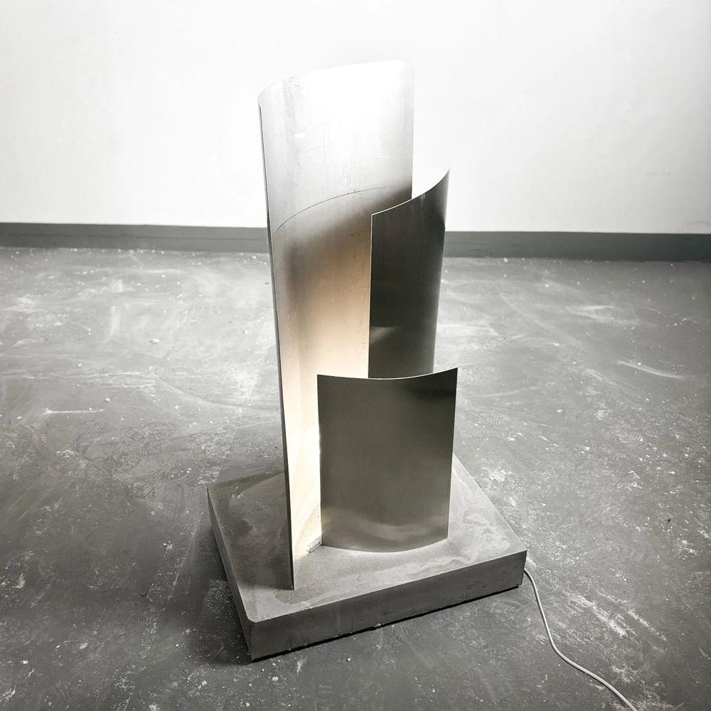 Floor lamps - Sculptural Concrete and Stainless Steel Standing Light [ESSENZ] - CASE STUDIOS