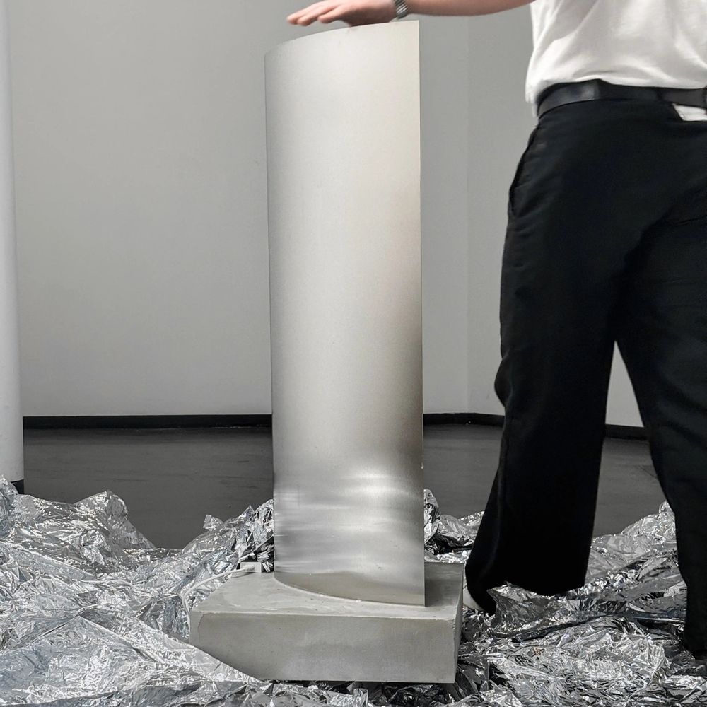 Floor lamps - Sculptural Concrete and Stainless Steel Standing Light [ESSENZ] - CASE STUDIOS