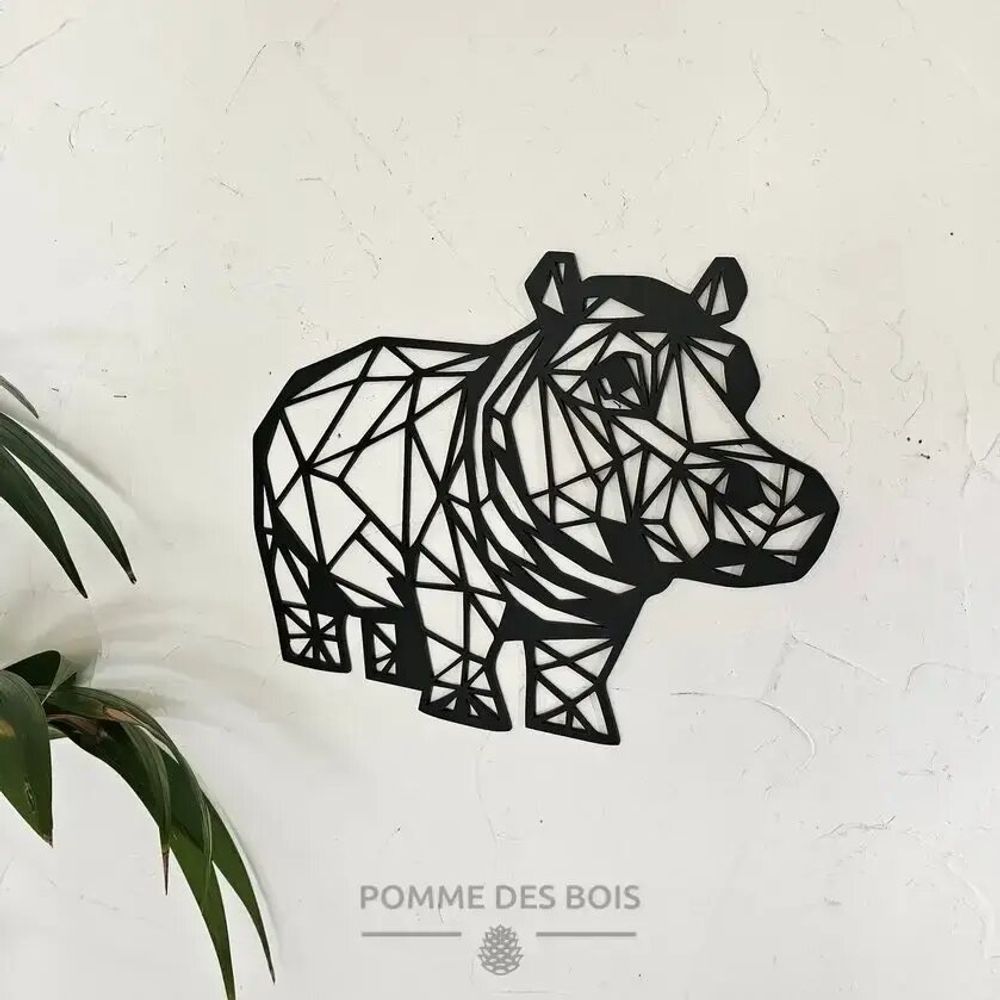 Tableaux - Tableau - Hippopotame qui marche - POMME DES BOIS