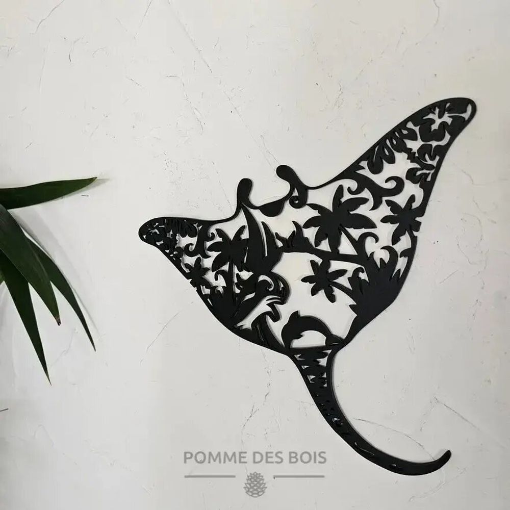 Tableaux - Tableau - Raie Manta avec Palmiers - POMME DES BOIS