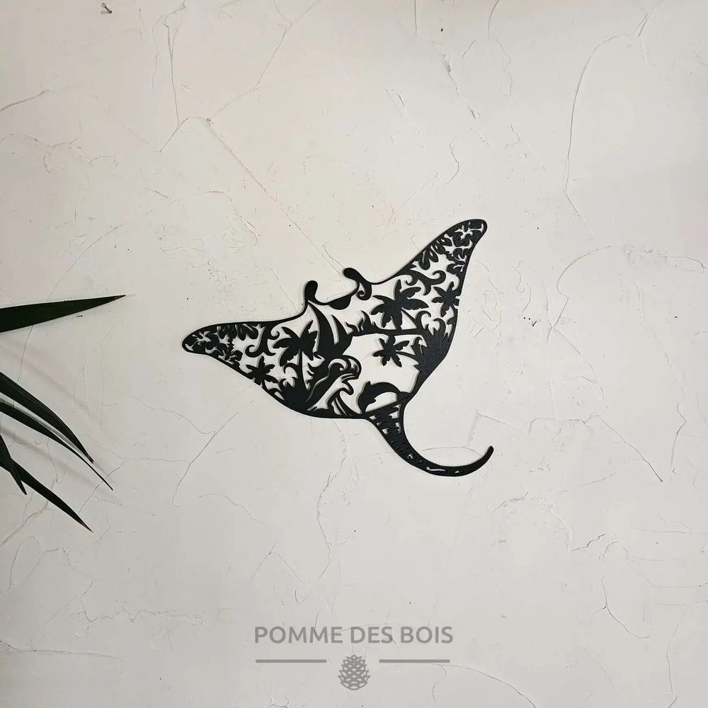 Tableaux - Tableau - Raie Manta avec Palmiers - POMME DES BOIS