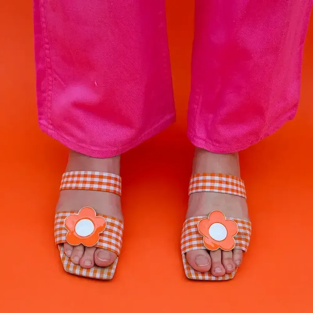 Bijoux - bijou broche CLAP - TWIGGY ORANGE fleur - CLAP PARIS