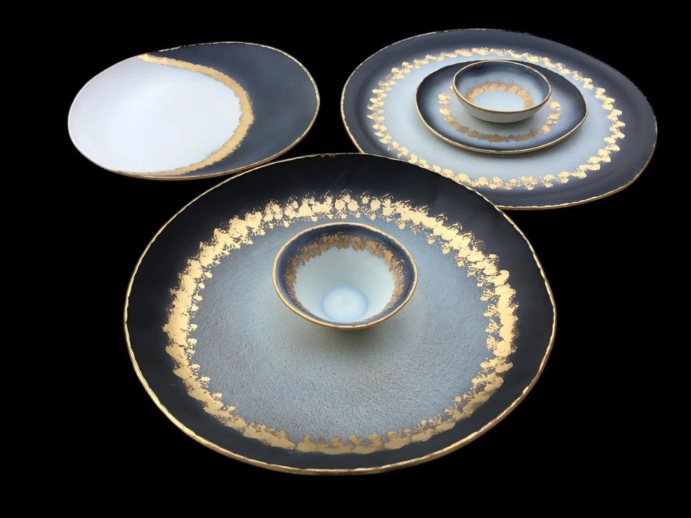 Formal plates - Golden collection - CECILE GASC PORCELAINE
