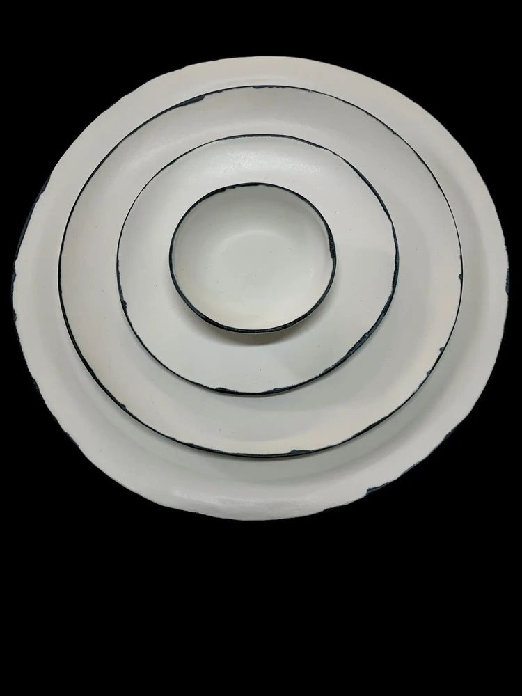 Assiettes au quotidien - Vaisselle en porcelaine B&W - Neriage de porcelaine et grès - CECILE GASC PORCELAINE