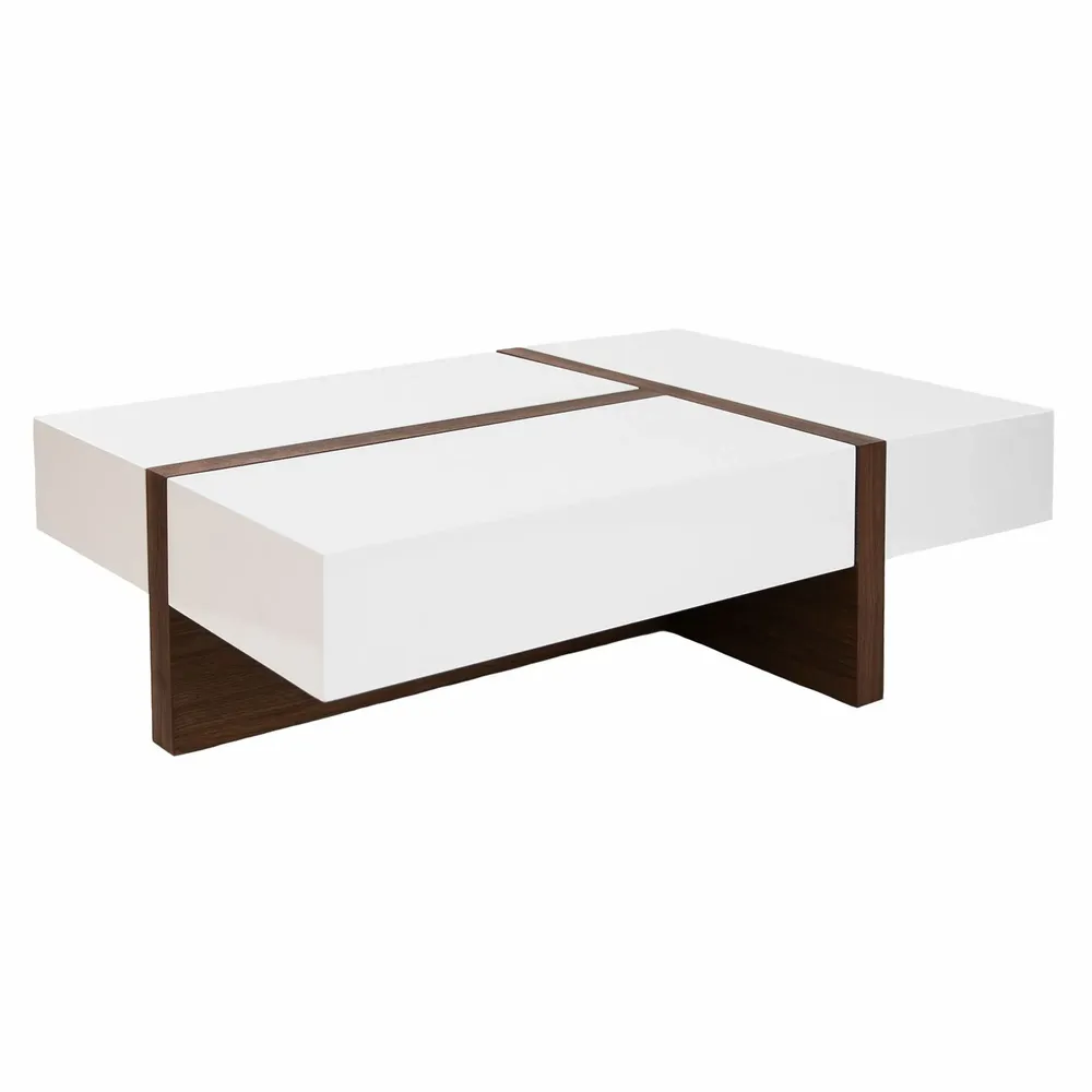 Tables basses - Table basse blanche et noyer - ANGEL CERDÁ
