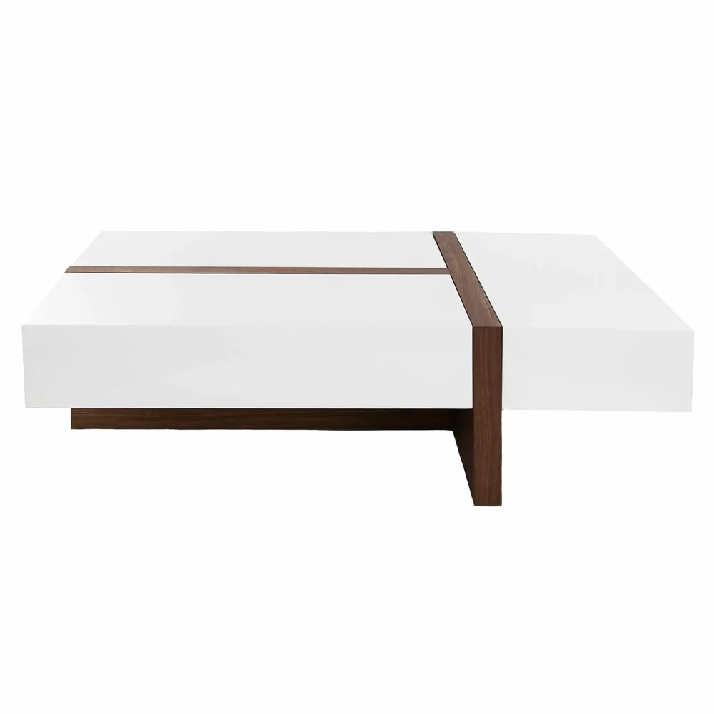 Tables basses - Table basse blanche et noyer - ANGEL CERDÁ