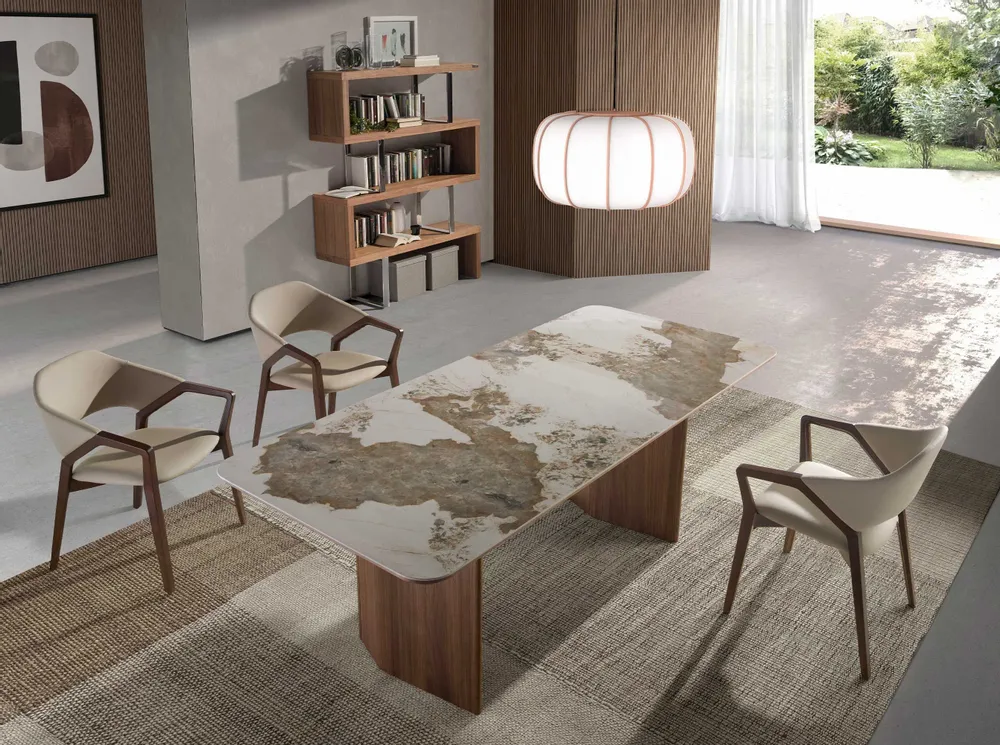 Office furniture and storage - Walnut and steel sheathing - ANGEL CERDÁ